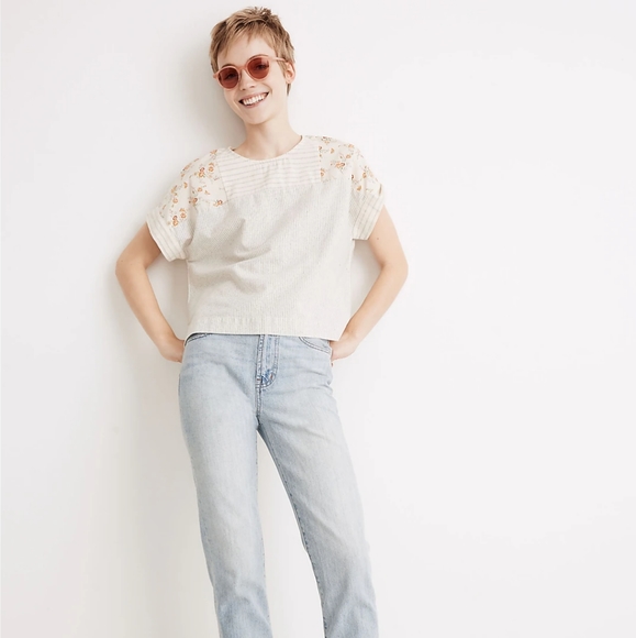 Madewell x The New Denim Project Patchwork Top In Railroad Stripe - Picture 5 of 15